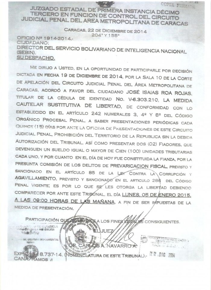 ORDEN DE LIBERTAD DE ROA 001-1