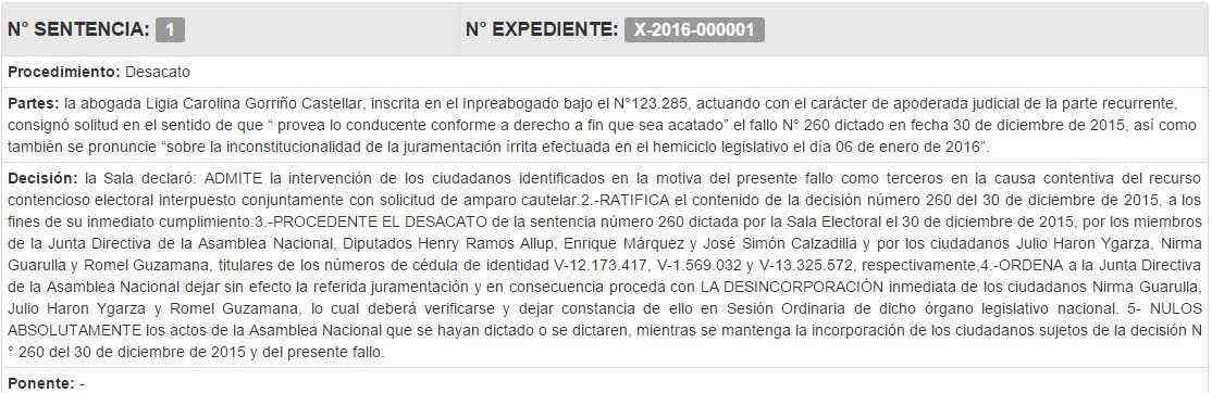 sentencia de TSJ