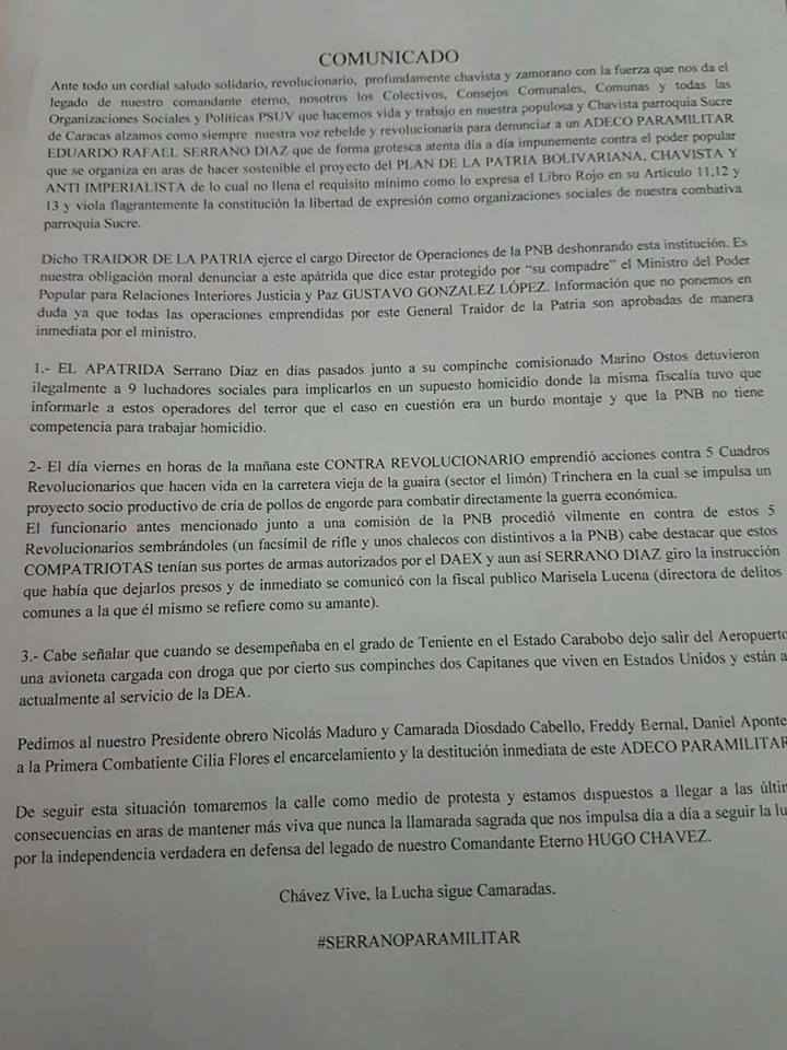 comunicado colectivos a ministro