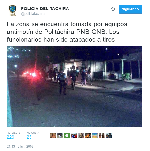 tuit politachira 9 y cuarenta y tres de la noche