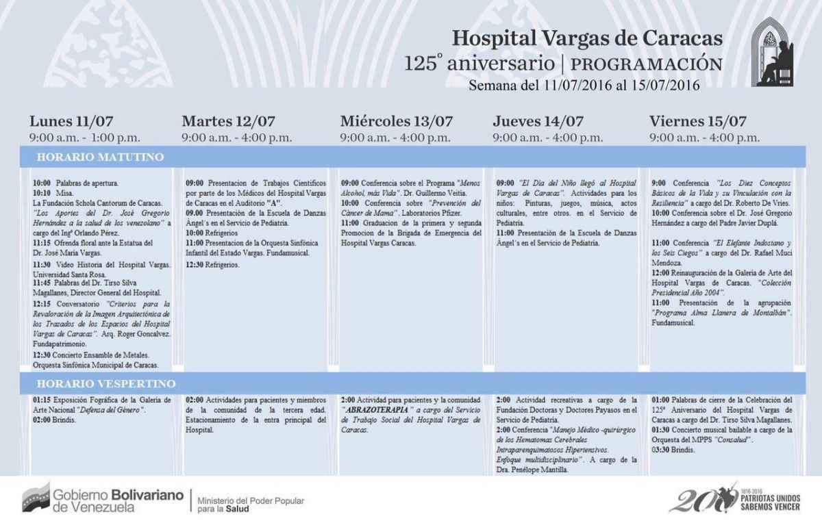 Programa aniversario Hospital Vargas 