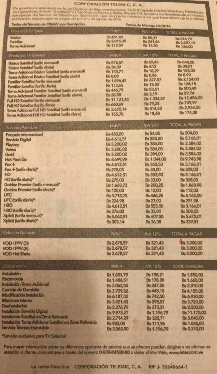Nuevos precios de internet y televisión por cable. Foto: El Estímulo