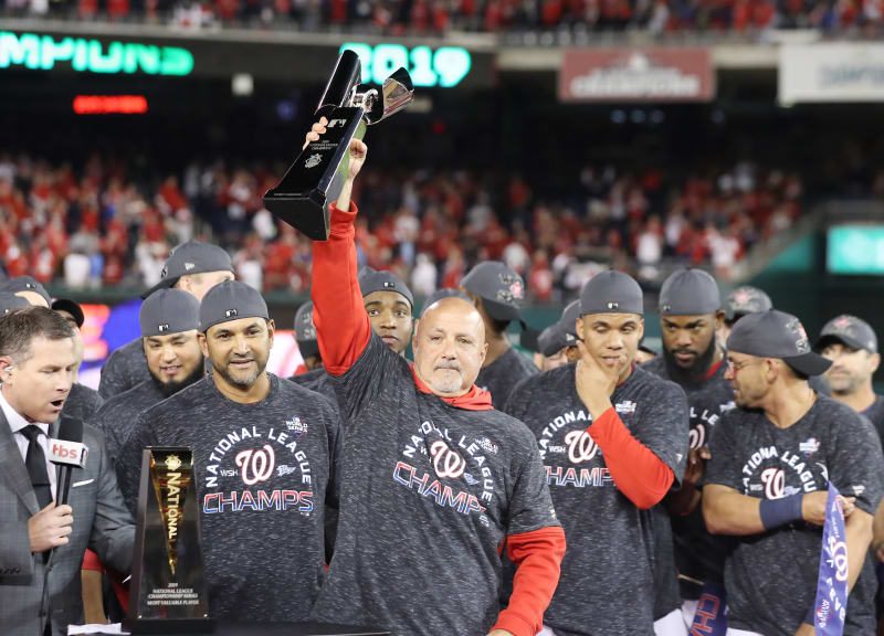 Los Nacionales de Washington celebran su pase a la Serie Mundial de las Grandes Ligas