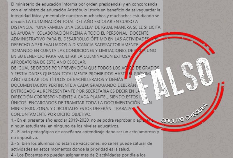 ¿Ministerio de Educación ordenó no reprobar estudiantes en cuarentena? 