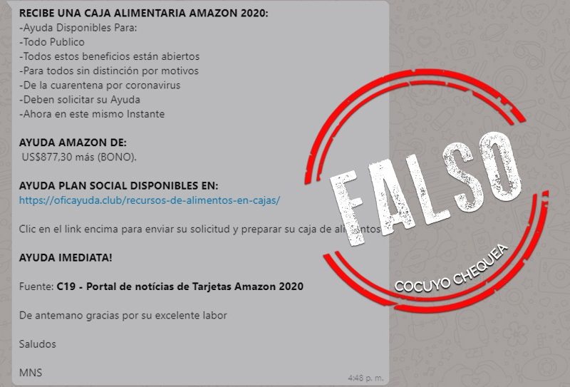 ¿Amazon está repartiendo ayudas alimentarias por la COVID-19?
