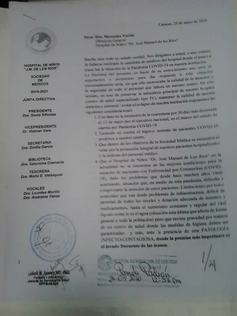 Personal del JM de los Ríos exige condiciones óptimas para recibir niños con COVID-19