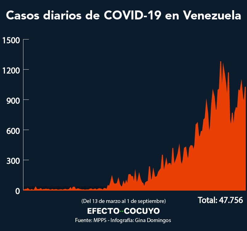 Coronavirus en Venezuela: cinco fallecidos y 1.028 casos nuevos este #1Sep