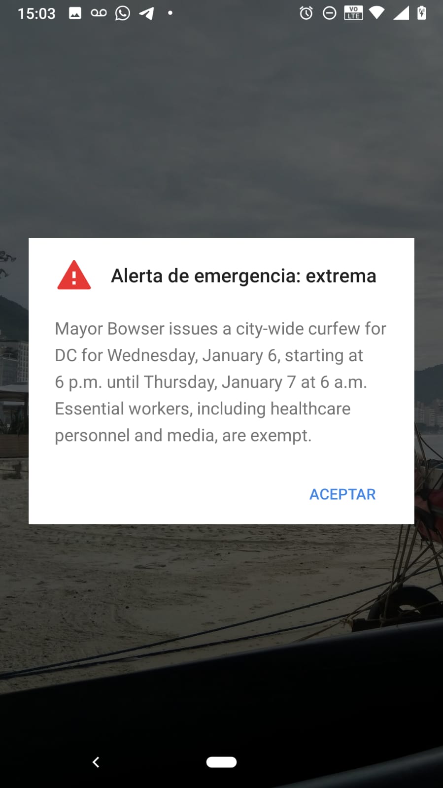 El alerta sobre toque de queda