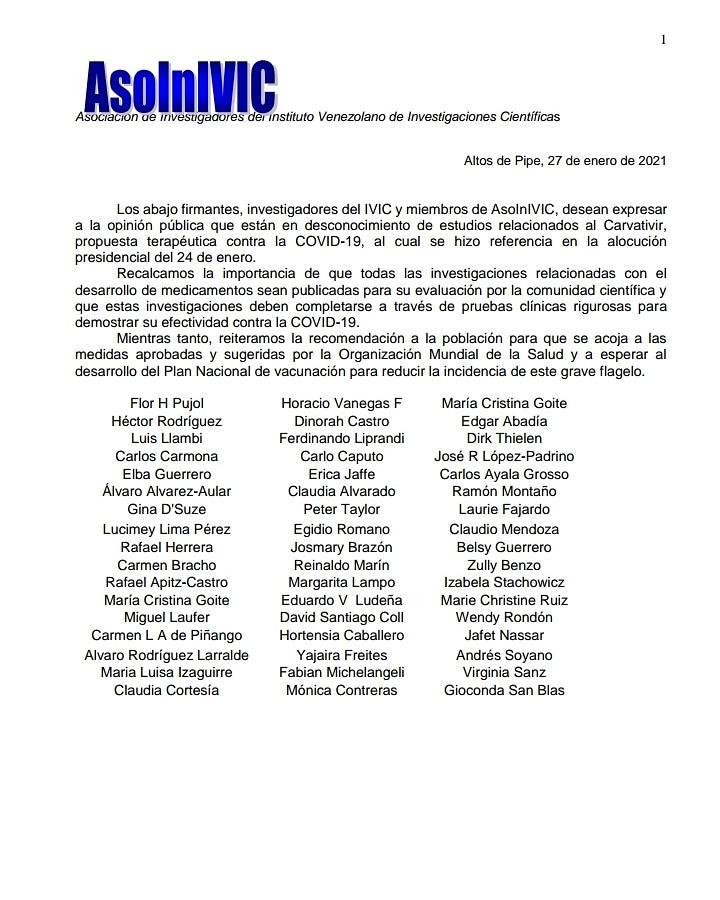 Investigadores del Ivic sobre Carvativir