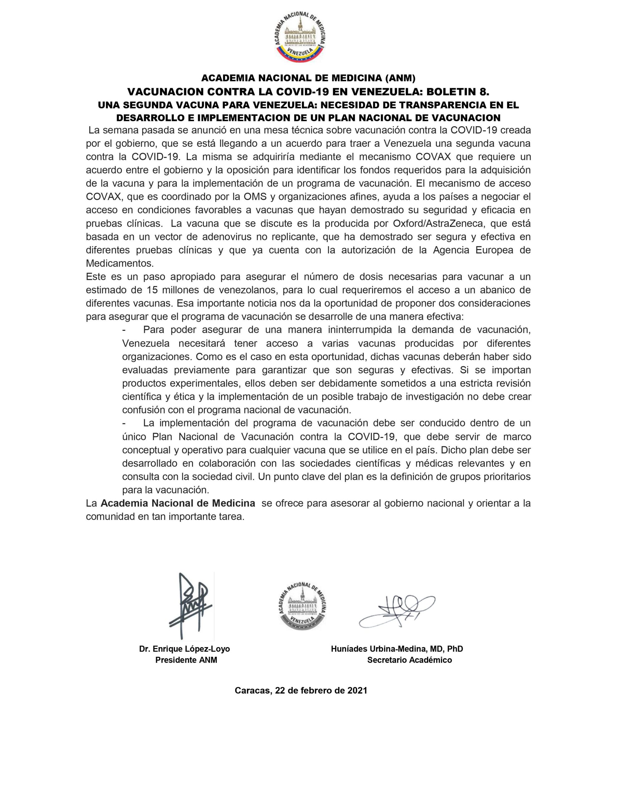 Boletín de vacunas Academia Nacional de Medicina 