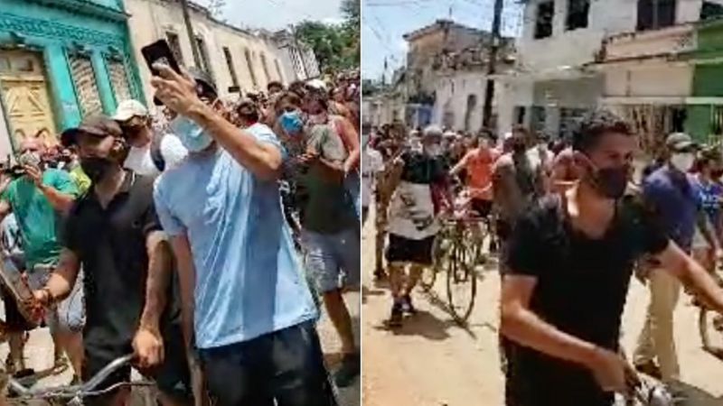 Protesta en San Antonio de los Baños: cientos de cubanos salen a la calle en una inusual manifestación al grito de "abajo la dictadura"