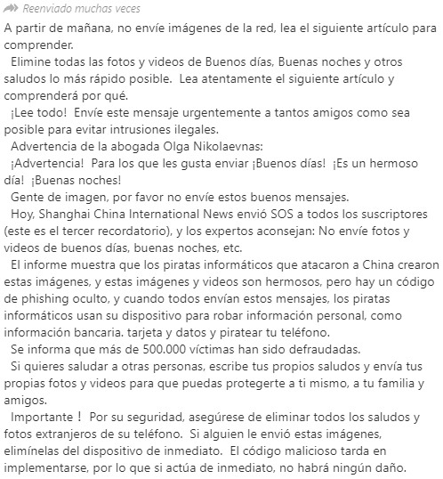 Cadena que indica que no se deben enviar 