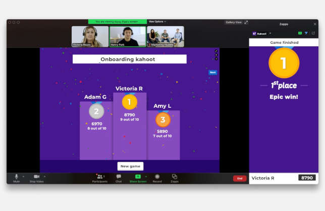 Kahoot integrado en Zoom