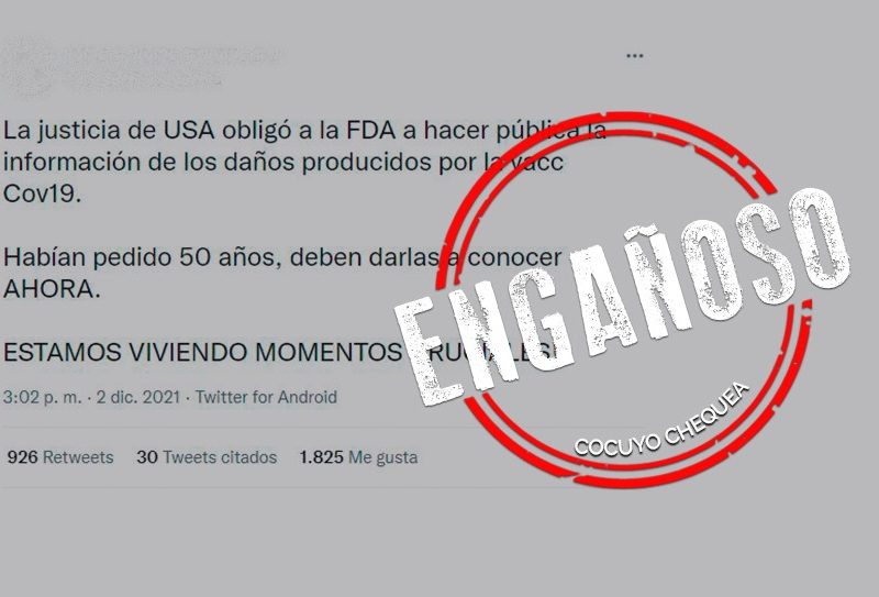 Se le solicitó a la FDA compartir documentos de la licencia de la vacuna contra el COVID-19 de Pfizer