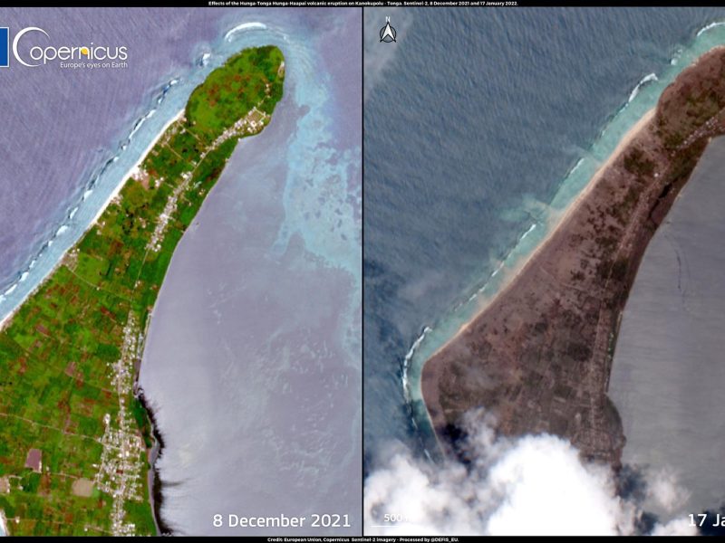 Islas de Tonga cubiertas de ceniza y con las costas arrasadas tras erupción y tsunami