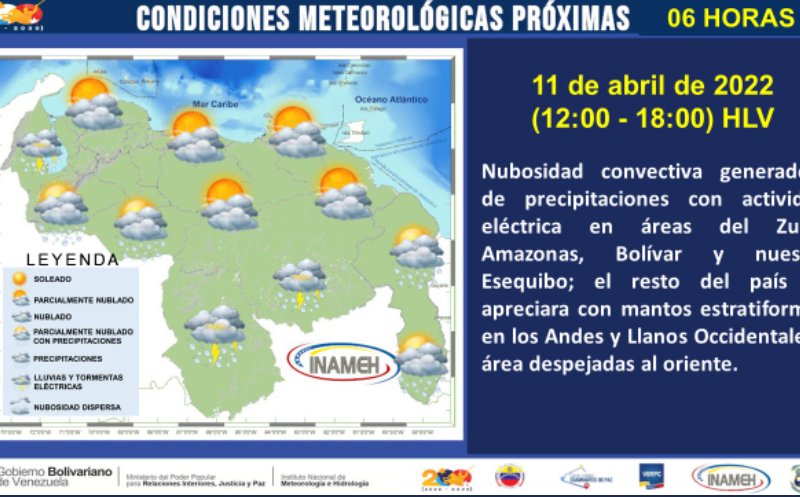 El Instituto de Meteorología e Hidrología (Inameh) publicó su pronóstico del tiempo para los días de asueto por la Semana Mayor.