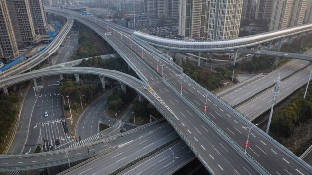 confinamiento por Covid en Wuhan, febrero 2020.