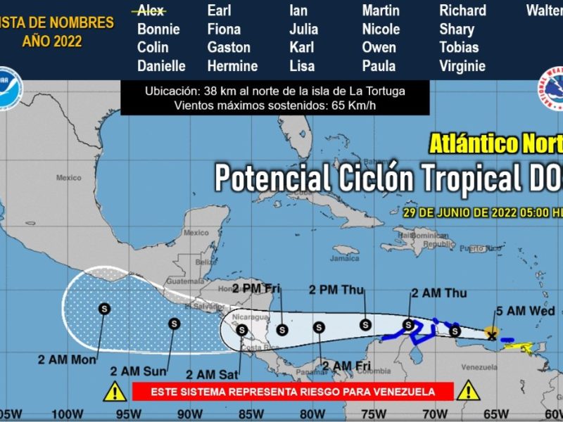 Inameh reporta que potencial ciclón se ubica al norte de La Tortuga #29Jun