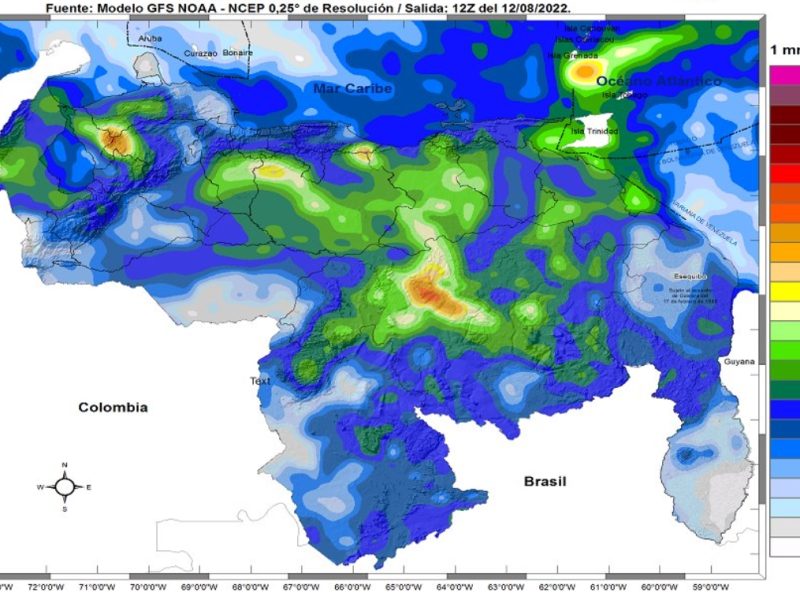 Inameh pronostica lluvias de moderadas a fuertes en gran parte del país