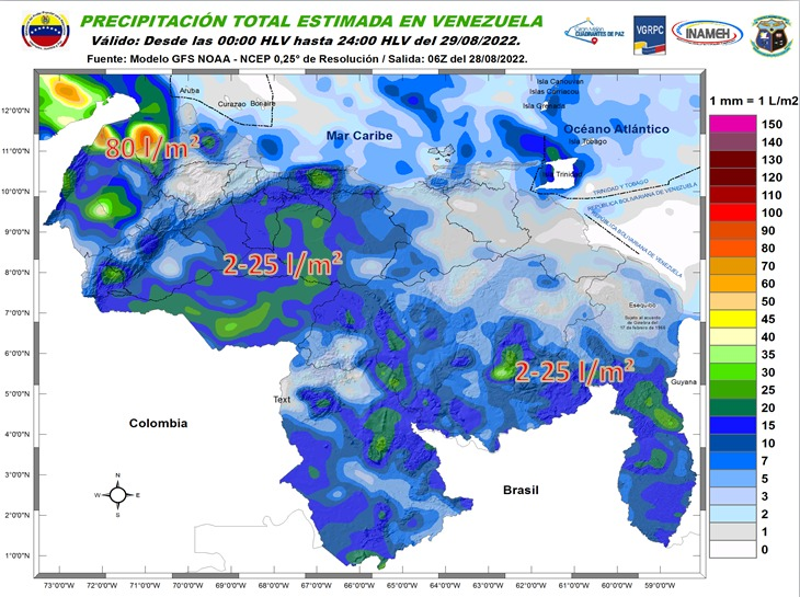 Inameh estima lluvias en el país