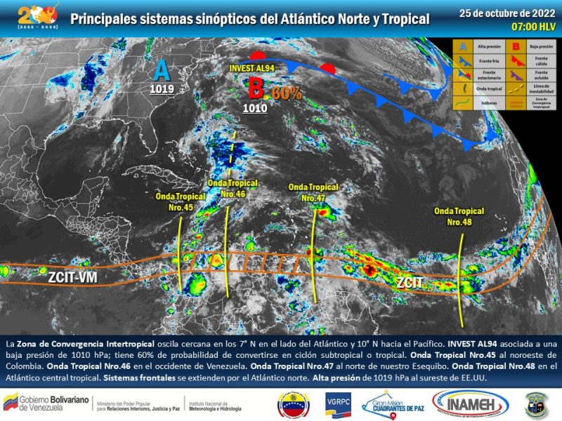 Lluvias en Venezuela: ondas tropicales 46 y 47 provocarán intensas precipitaciones