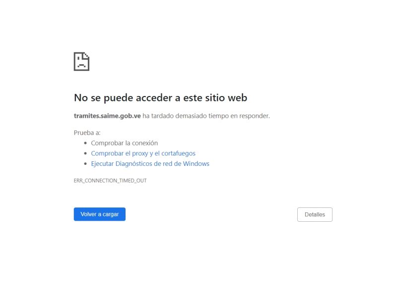 Usuarios reportaron que página del Saime está caída
