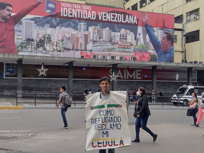 Asier Guridi protesta ante el Saime por cédula de transeúnte