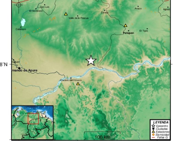 Sismo de magnitud 4,1 remeció Caicara del Orinoco