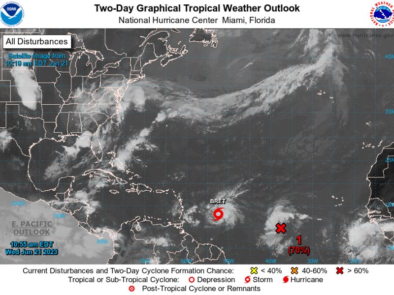 Tormenta Bret provocará lluvias y aumento de oleaje en costas de Venezuela