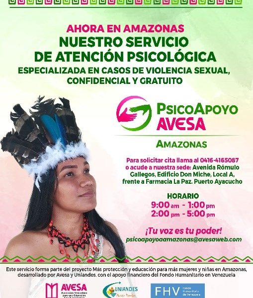 Avesa inaugura servicio de atención psicológica enfocado en violencia sexual en Amazonas