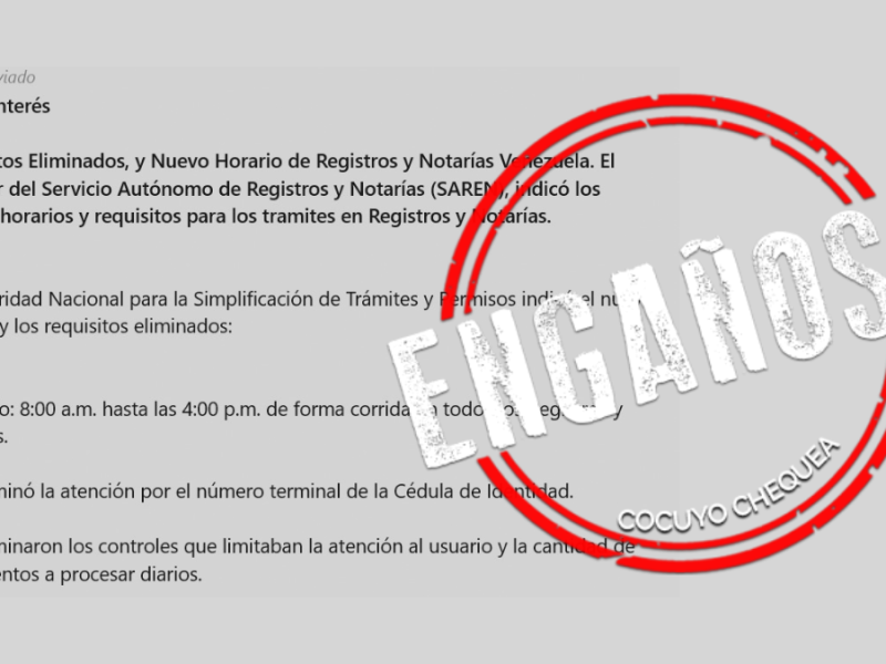 ¿El Saren modificó el horario laboral y eliminó requisitos para trámites en registros y notarías?