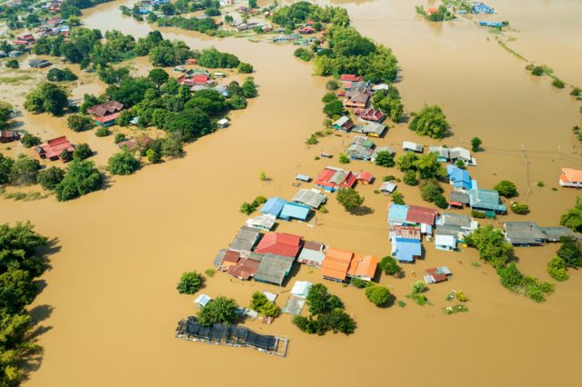 Vistas de una zona inundada.