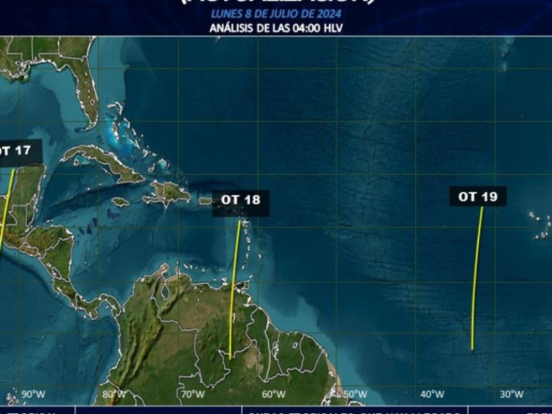 Onda tropical 18 sobre el oriente dejará abundantes lluvias este 8 de julio