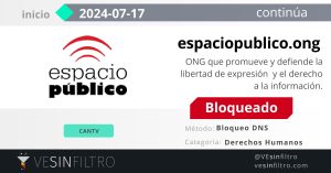 VE Sin Filtro reporta bloqueo de Espacio Público desde Cantv