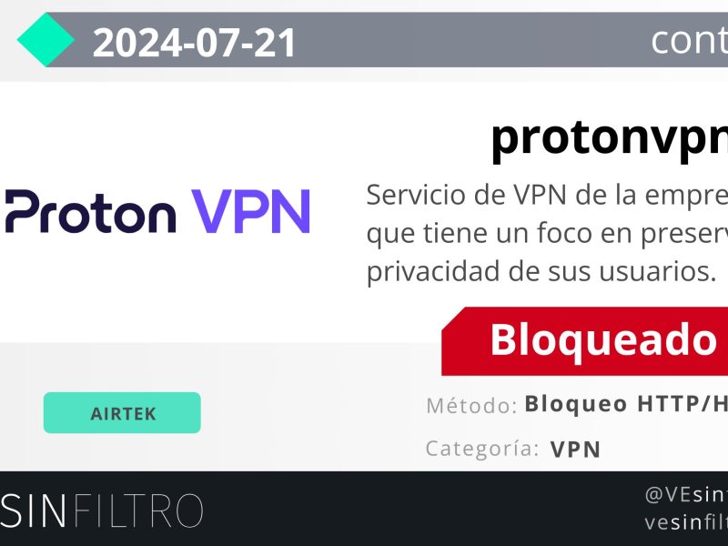 Proton VPN libera servidores para Venezuela y un proveedor lo bloquea