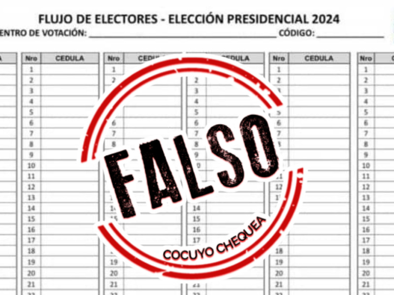 La supuesta planilla de registro es una desinformación que comenzó a circular en X