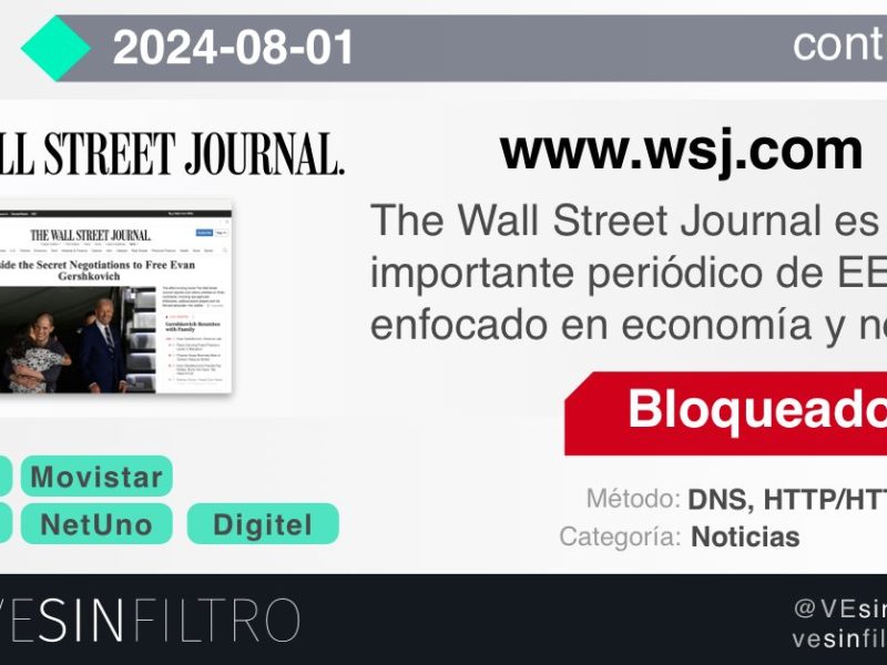 Bloquean The Wall Street Journal en Venezuela