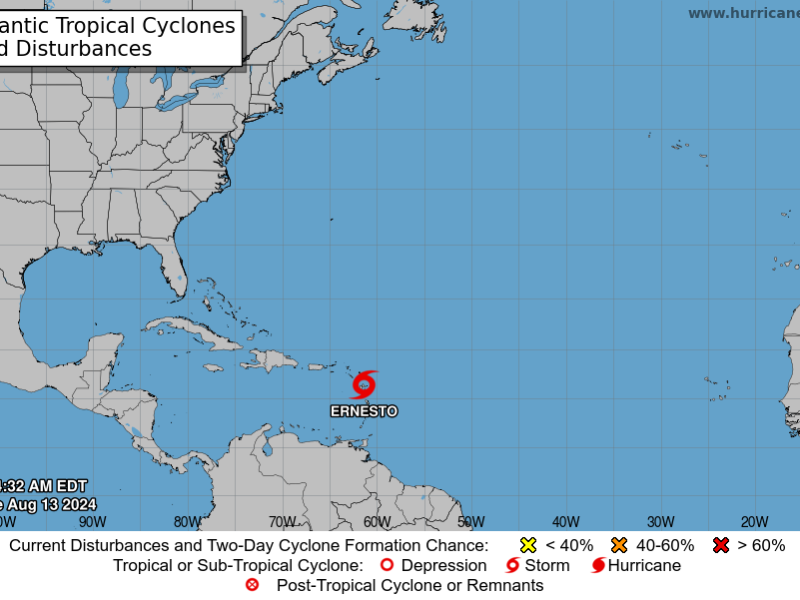 Tormenta tropical Ernesto dejará lluvias fuertes en Venezuela