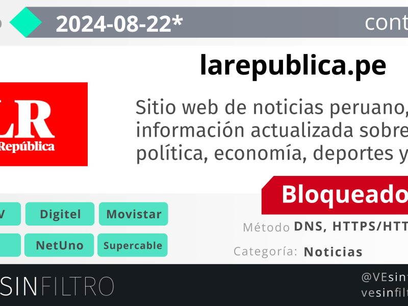Bloquean sitio web del diario La República de Perú en Venezuela