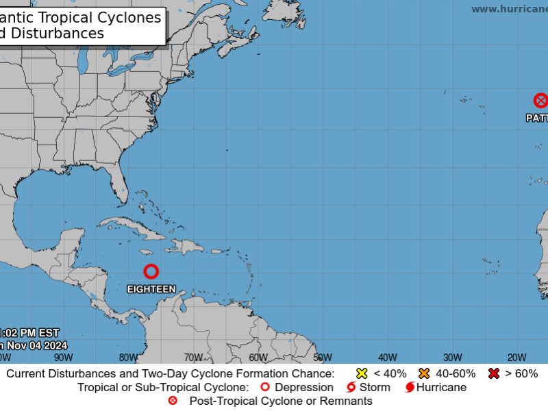 Se forma depresión tropical 18 y NHC estima que se transforme en huracán