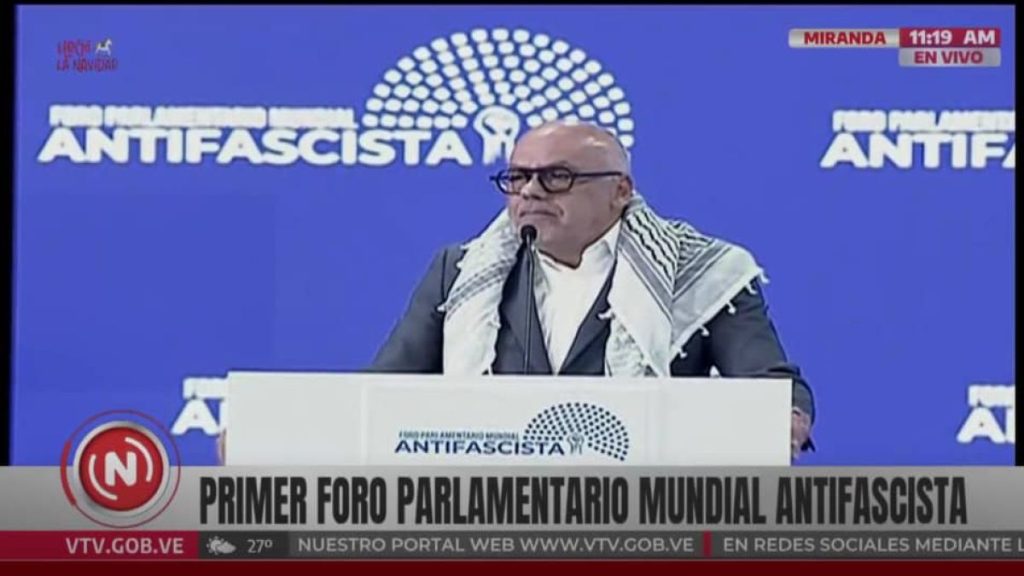 Jorge Rodriguez instala “foro parlamentario mundial antifascista” en Caracas y propone que sea permanente