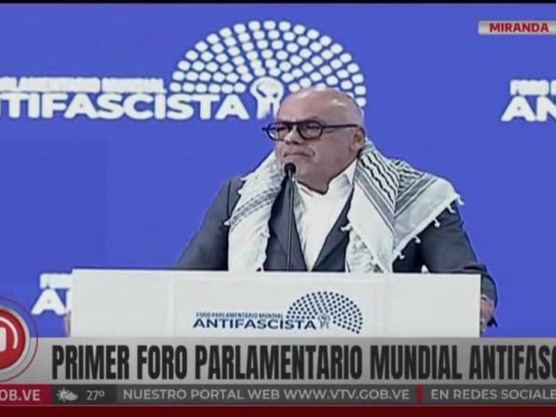 Jorge Rodriguez instala “foro parlamentario mundial antifascista” en Caracas y propone que sea permanente