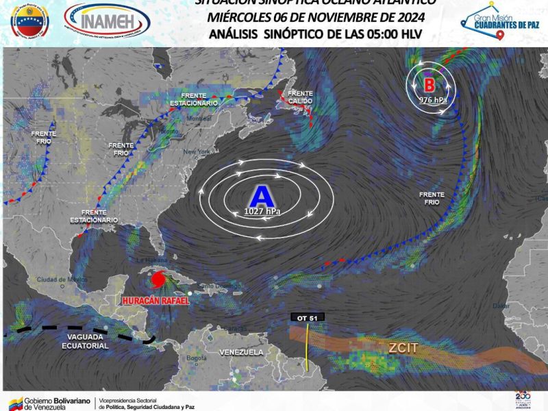 Inameh estima lluvias intensas este 6 de noviembre en Venezuela