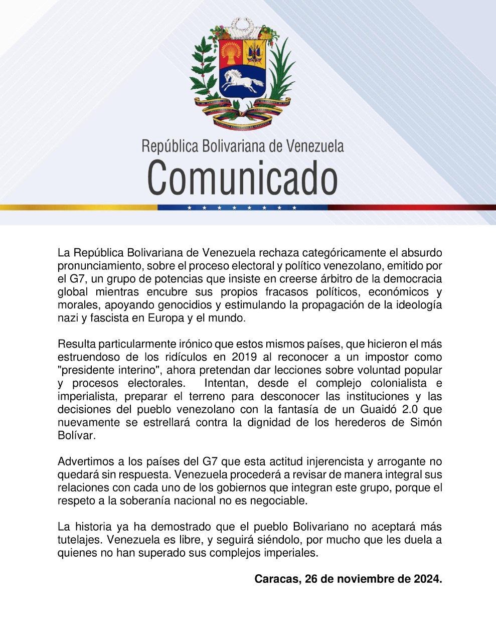 Yván Gil canciller G7