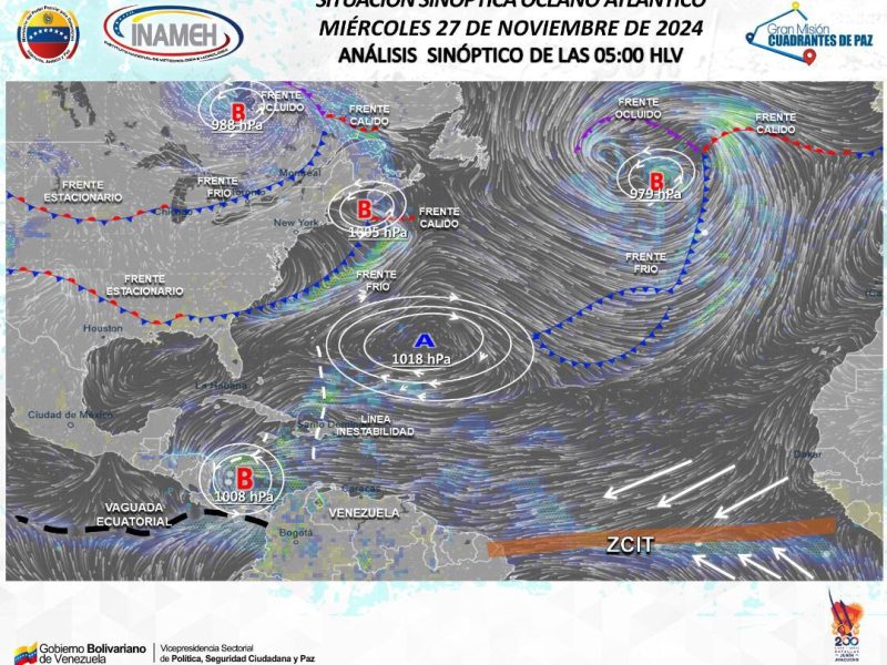 Venezuela con lluvias e inestabilidad atmosférica este 27 de noviembre