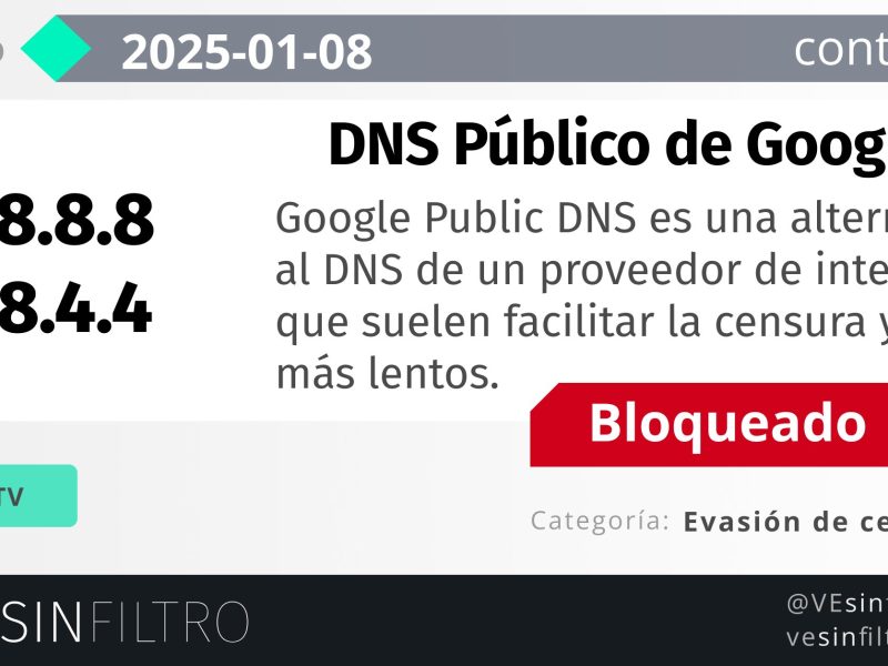 Cantv bloquea DNS de Google, denuncia VE Sin Filtro