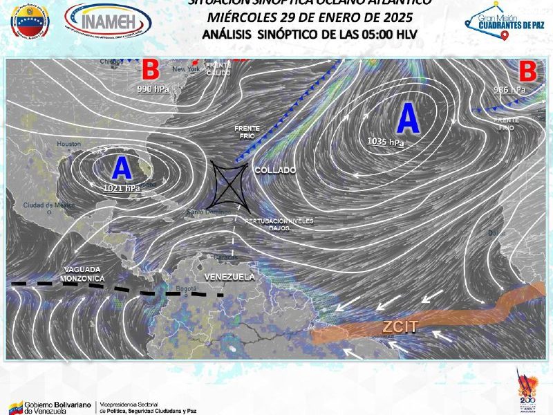 Inameh estima lluvias en Venezuela por inestabilidad atmosférica en el Caribe