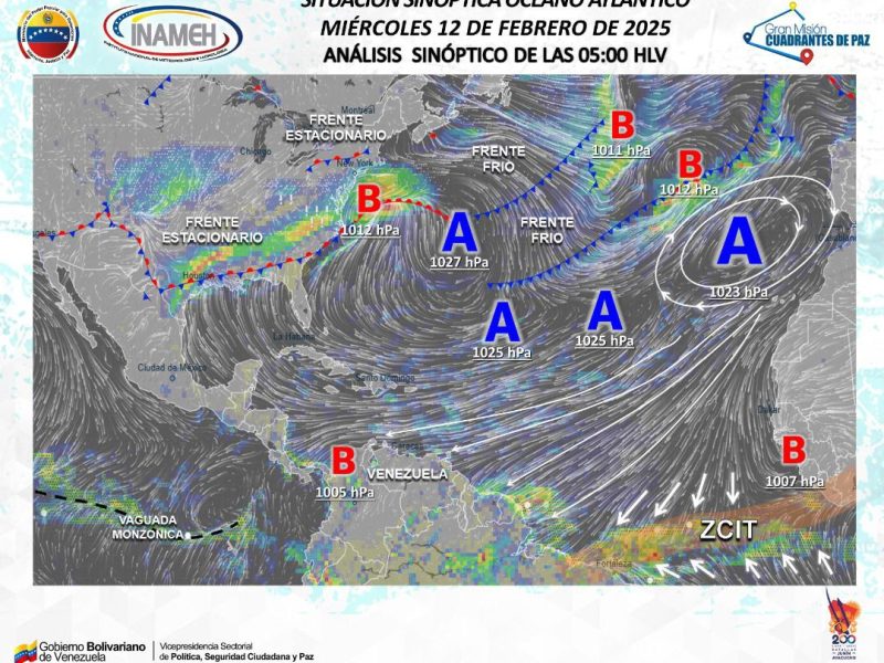 Persistirán lluvias en regiones de Venezuela este 12 de febrero