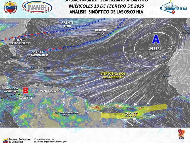 Pronóstico del Inameh: Lluvias y oleaje este miércoles 19 de febrero