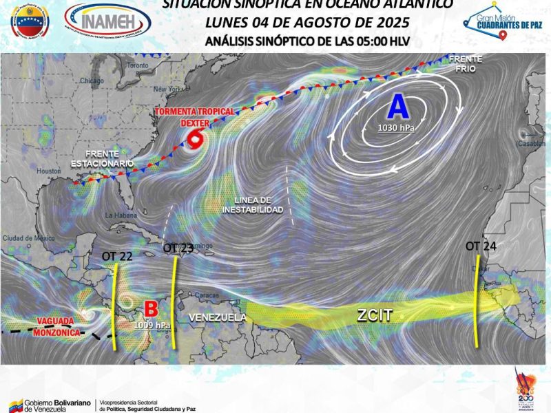 Lluvias de oriente a occidente este lunes 4 de agosto en Venezuela